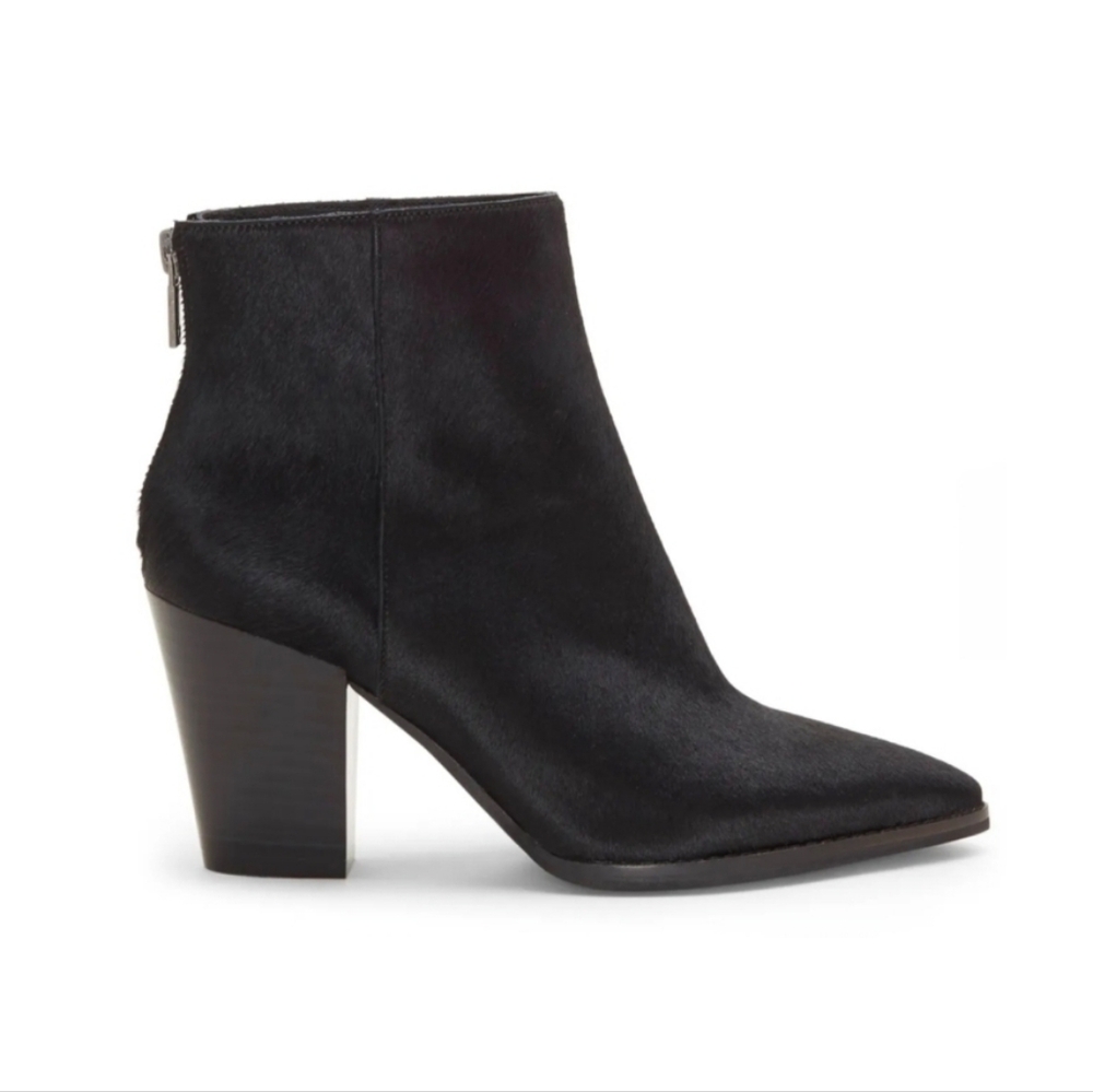Lucky Brand Adalan Calf Hair Fur Boots In Black Women's Ankle Boots Booties 7.5
